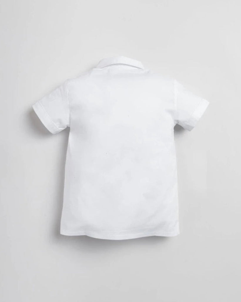 Victor White Shirt – Elegant Stretch Poplin Shirt with Lace & Pleat Detail