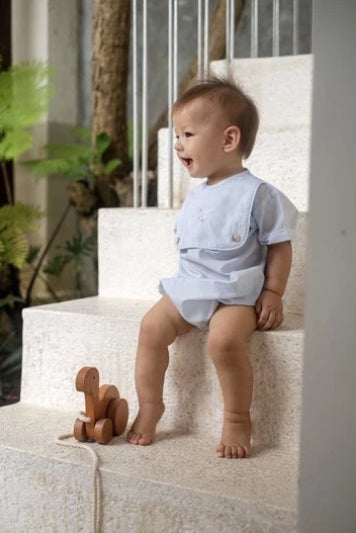 Pepa Blue Boy Romper – Personalized Heritage Cotton Romper