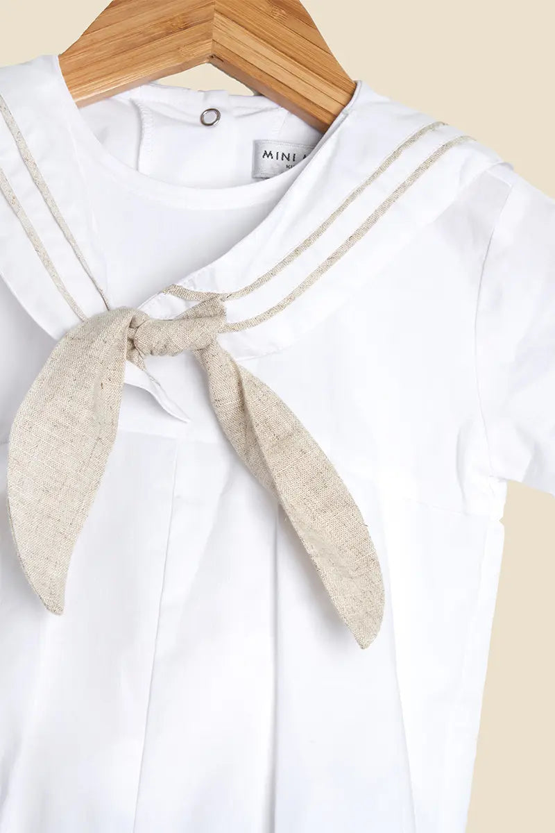 Liam White Sailor Romper – Nautical Comfort for Little Ones