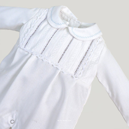 Benjamin White Baby Long Sleeve Romper – Exquisite Heritage Ceremonial Romper