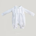 Benjamin White Baby Boy Long Sleeve Romper – Exquisite Heritage Ceremonial Romper