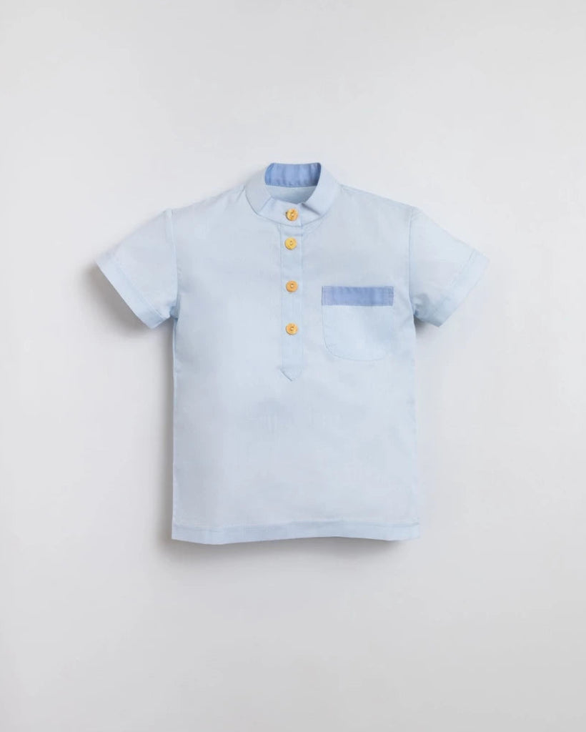 Pepa Blue Shirt – Classic Cotton Shirt with Pastel Accents