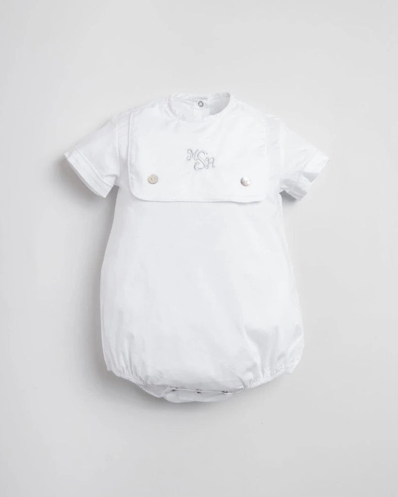 Victor White Boy Romper – Personalized Heritage Cotton Romper