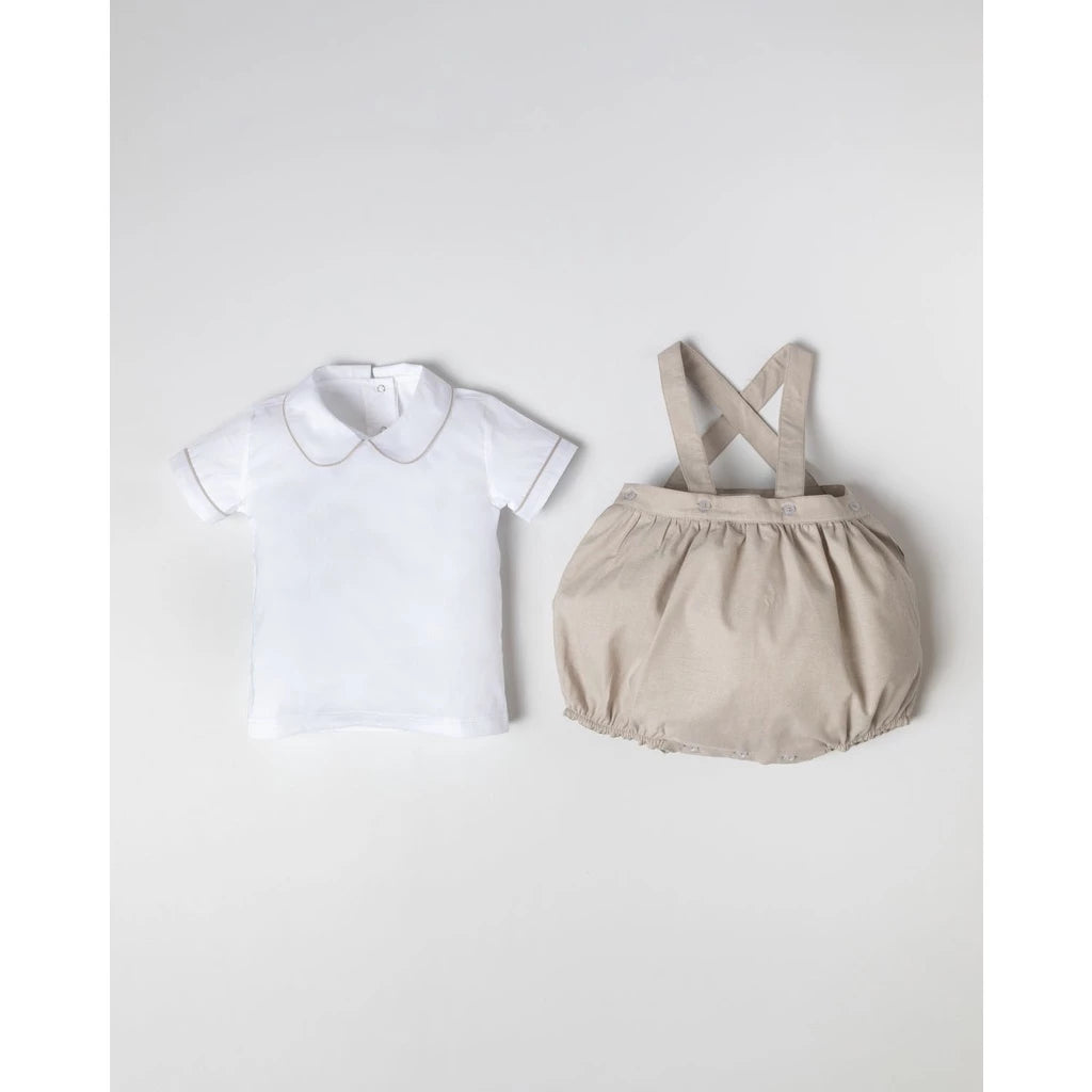 Elio Brown Set – Classic Cotton Shirt and Overall Short
