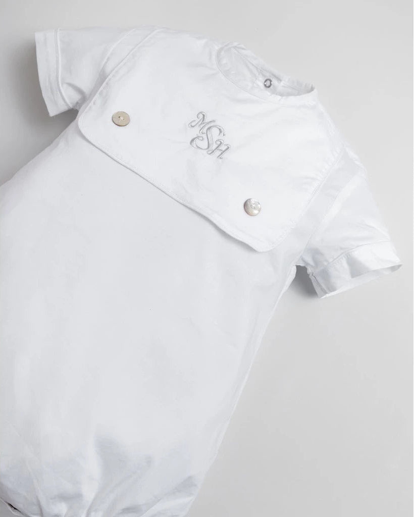 Victor White Boy Romper – Personalized Heritage Cotton Romper