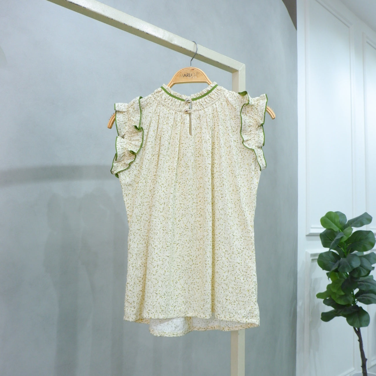 Eden Woman Blouse – Leaf Motif Linen Slub Blouse