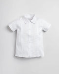 Victor White Shirt – Elegant Stretch Poplin Shirt with Lace & Pleat Detail