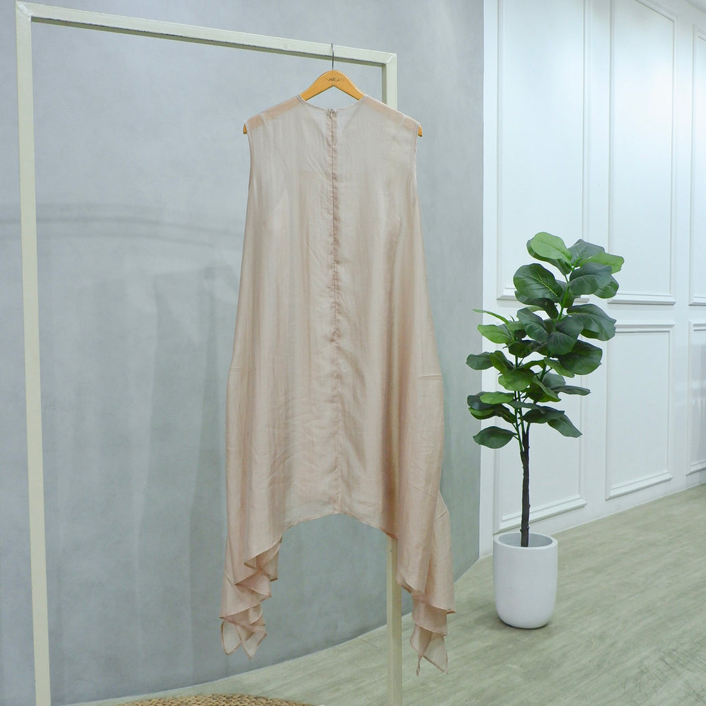 Hana Woman Tunic Dress – Layered Asymmetrical Nude Dress