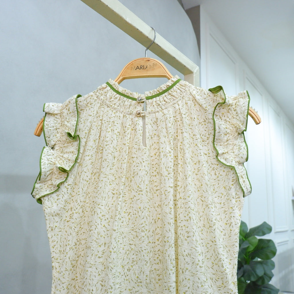 Eden Woman Blouse – Leaf Motif Linen Slub Blouse