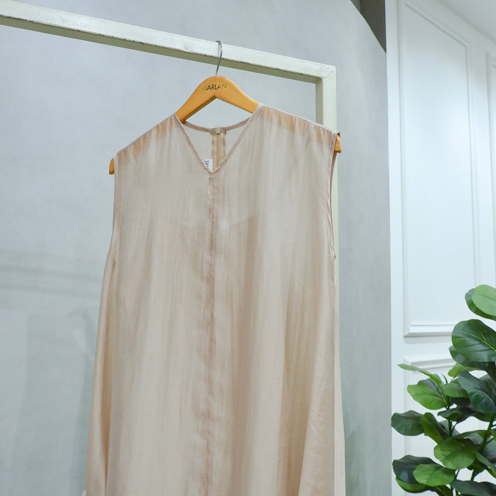 Hana Woman Tunic Dress – Layered Asymmetrical Nude Dress