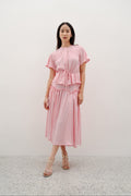 Luola Pink Set – Flowy Two-Piece Top and Midi Skirt in Polyester Cotton Rayon