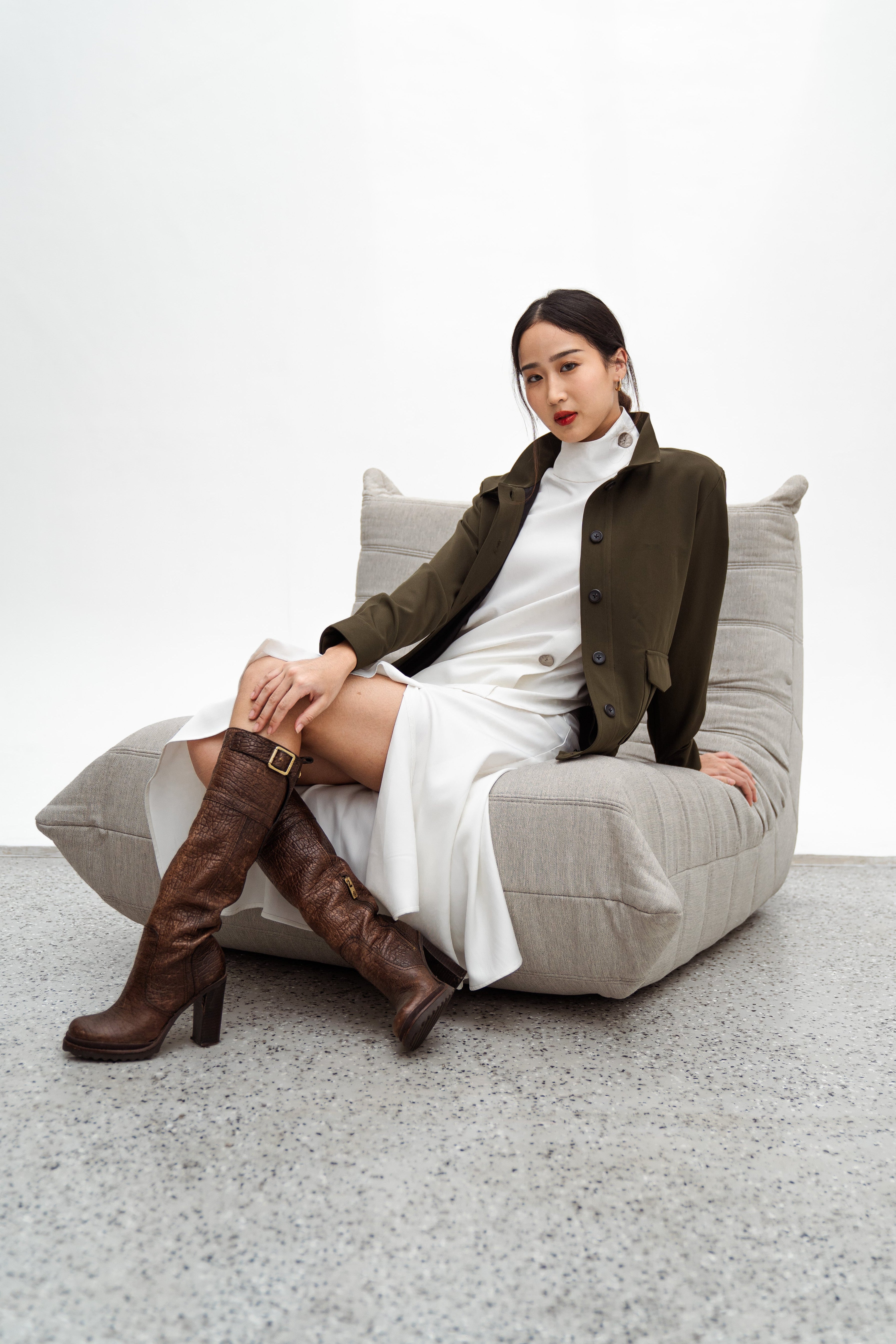 Scott Army Jacket – Oversized Semi-Wool Outerwear in Green Army