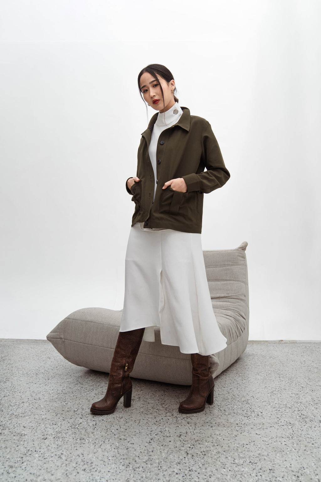 Scott Army Jacket – Oversized Semi-Wool Outerwear in Green Army