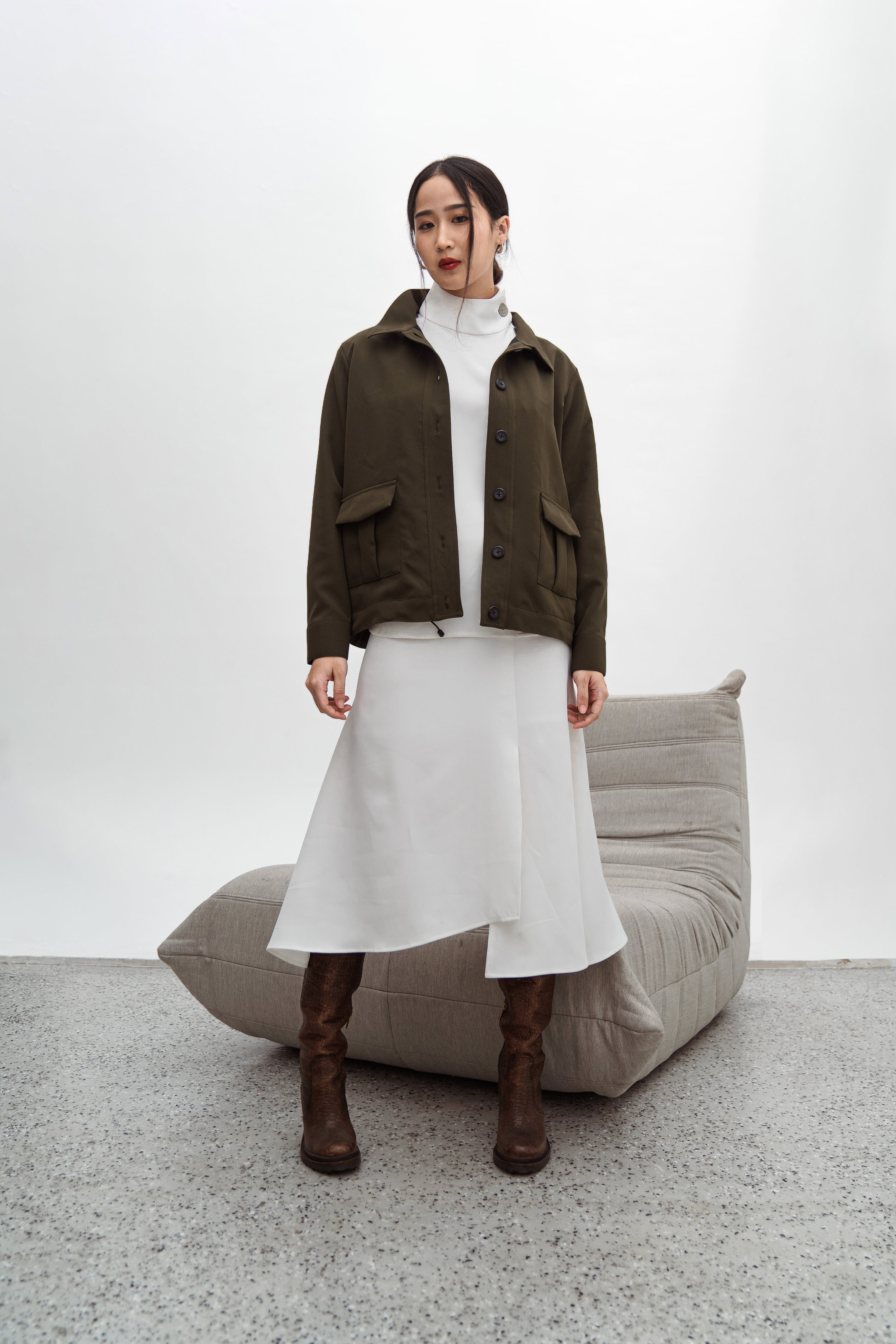 Scott Army Jacket – Oversized Semi-Wool Outerwear in Green Army