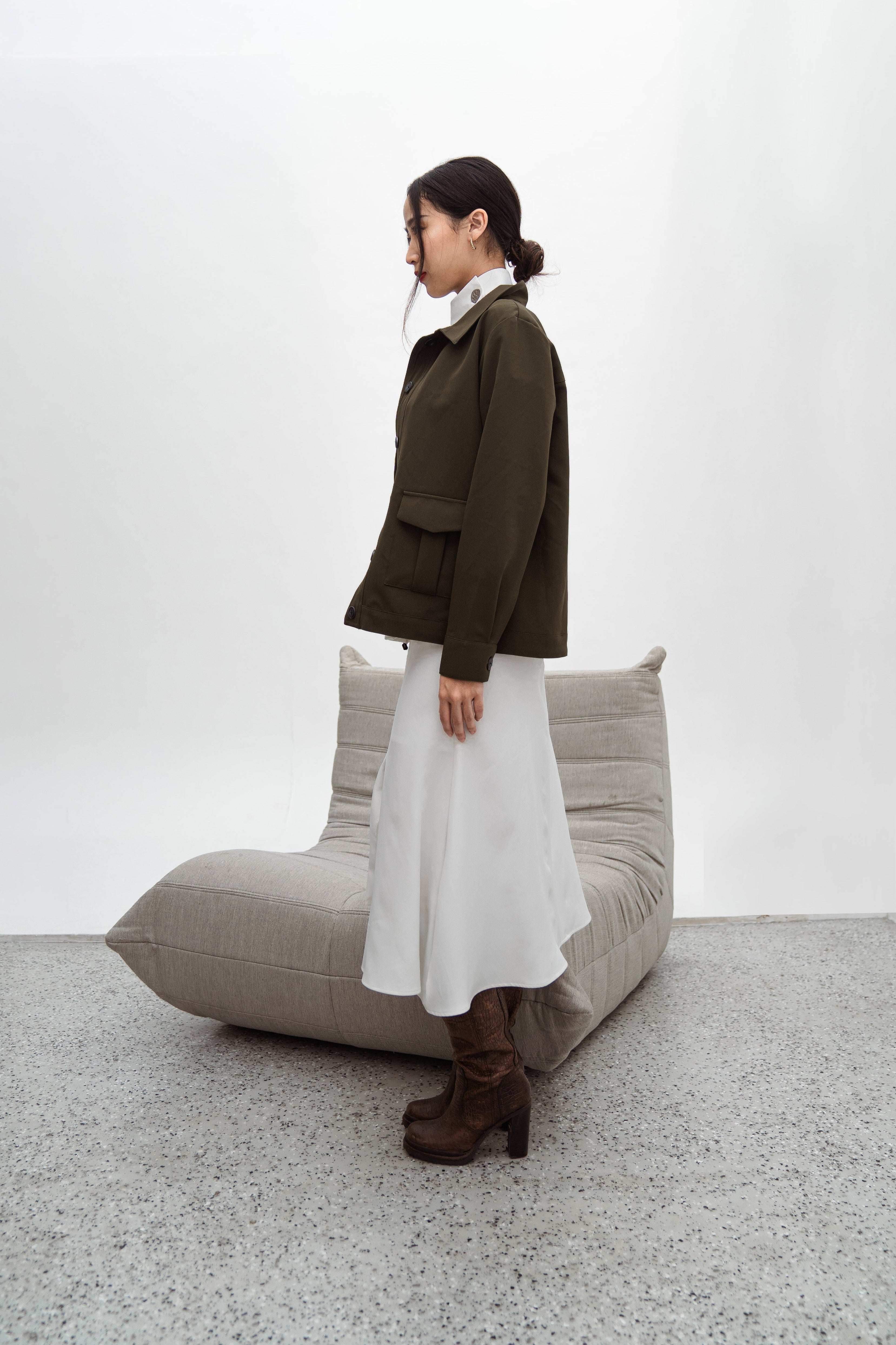 Scott Army Jacket – Oversized Semi-Wool Outerwear in Green Army