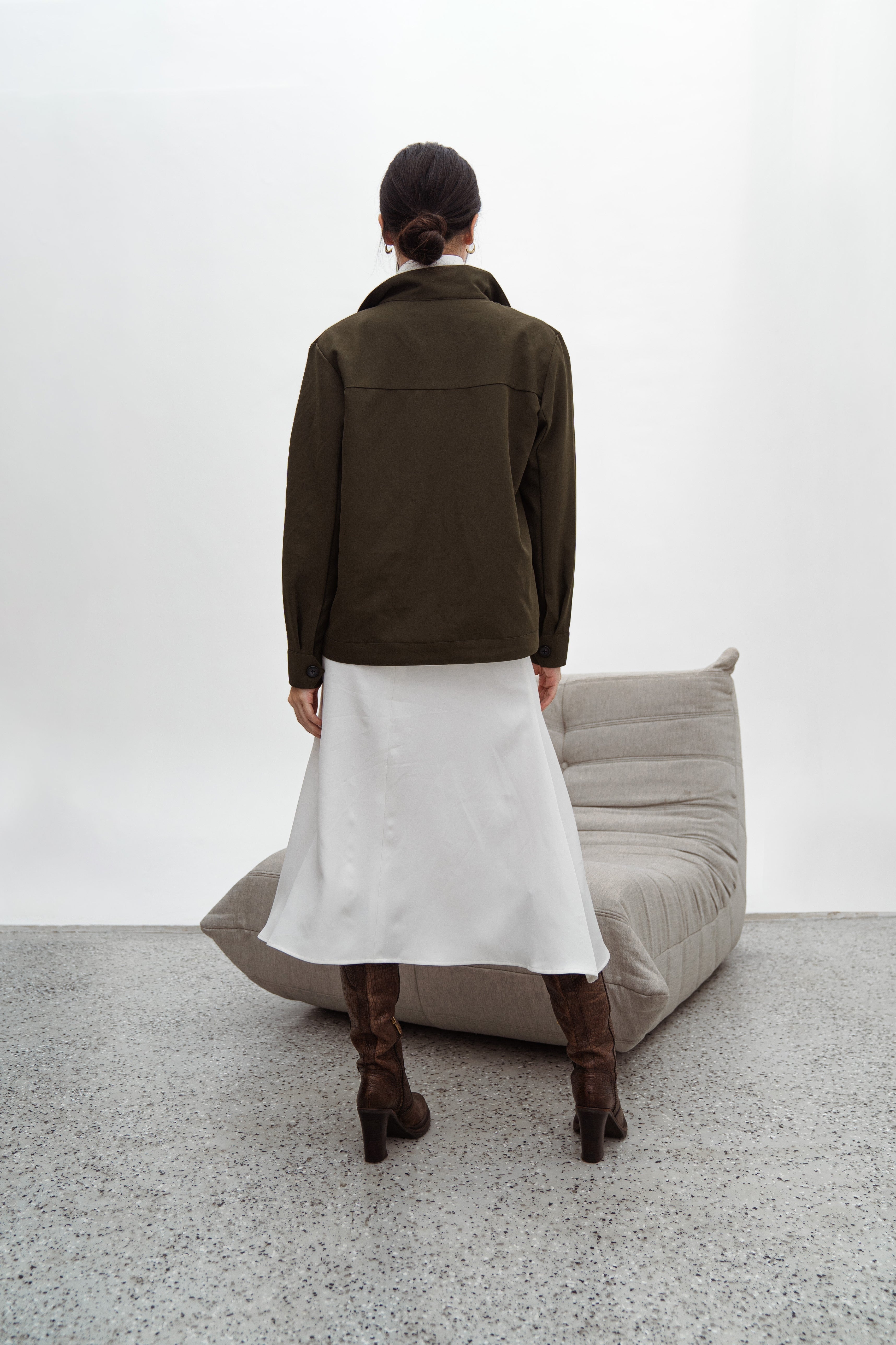 Scott Army Jacket – Oversized Semi-Wool Outerwear in Green Army