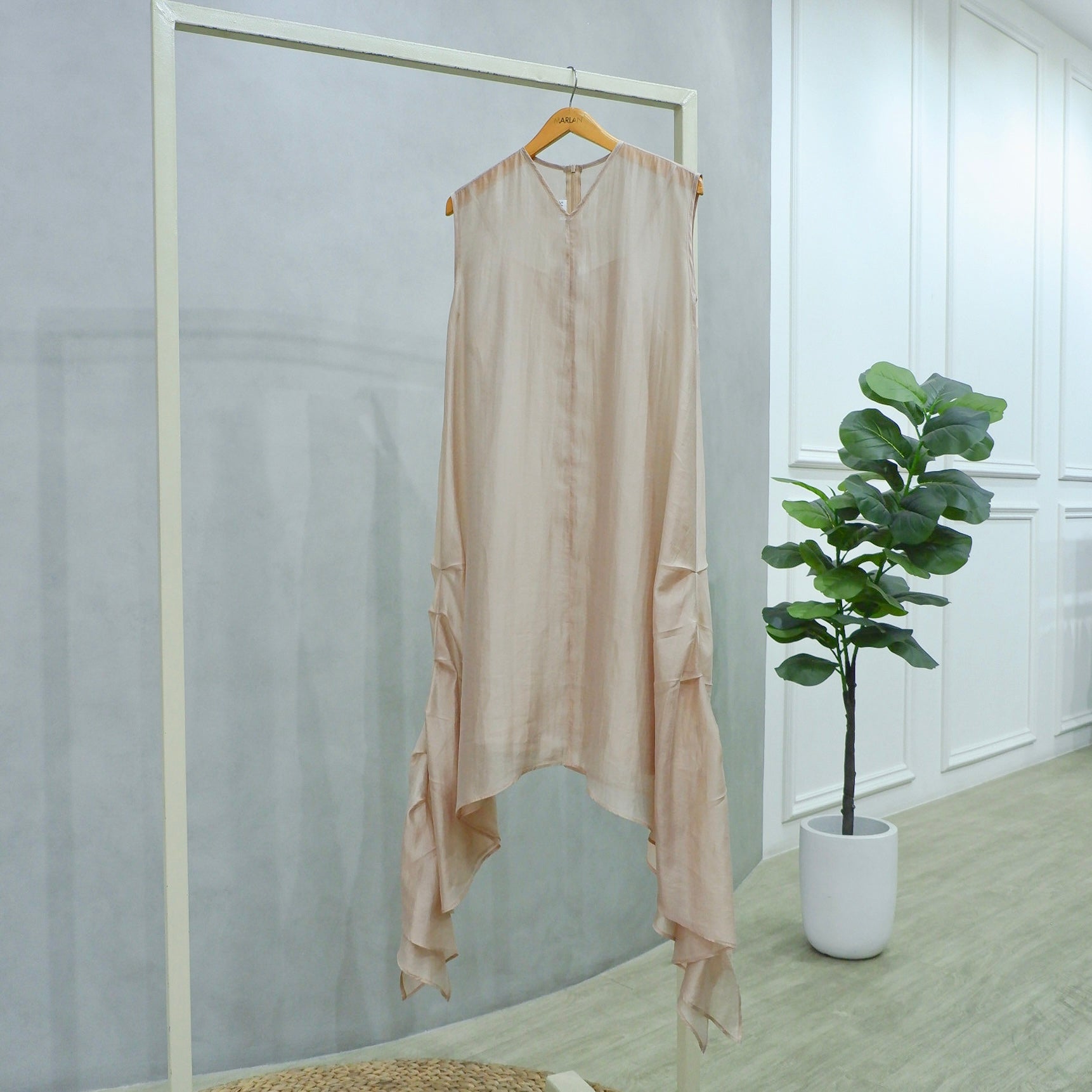Hana Woman Tunic Dress – Layered Asymmetrical Nude Dress