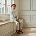 Eden Long Sleeve Boy Shirt – Leaf Motif Linen Slub Shirt