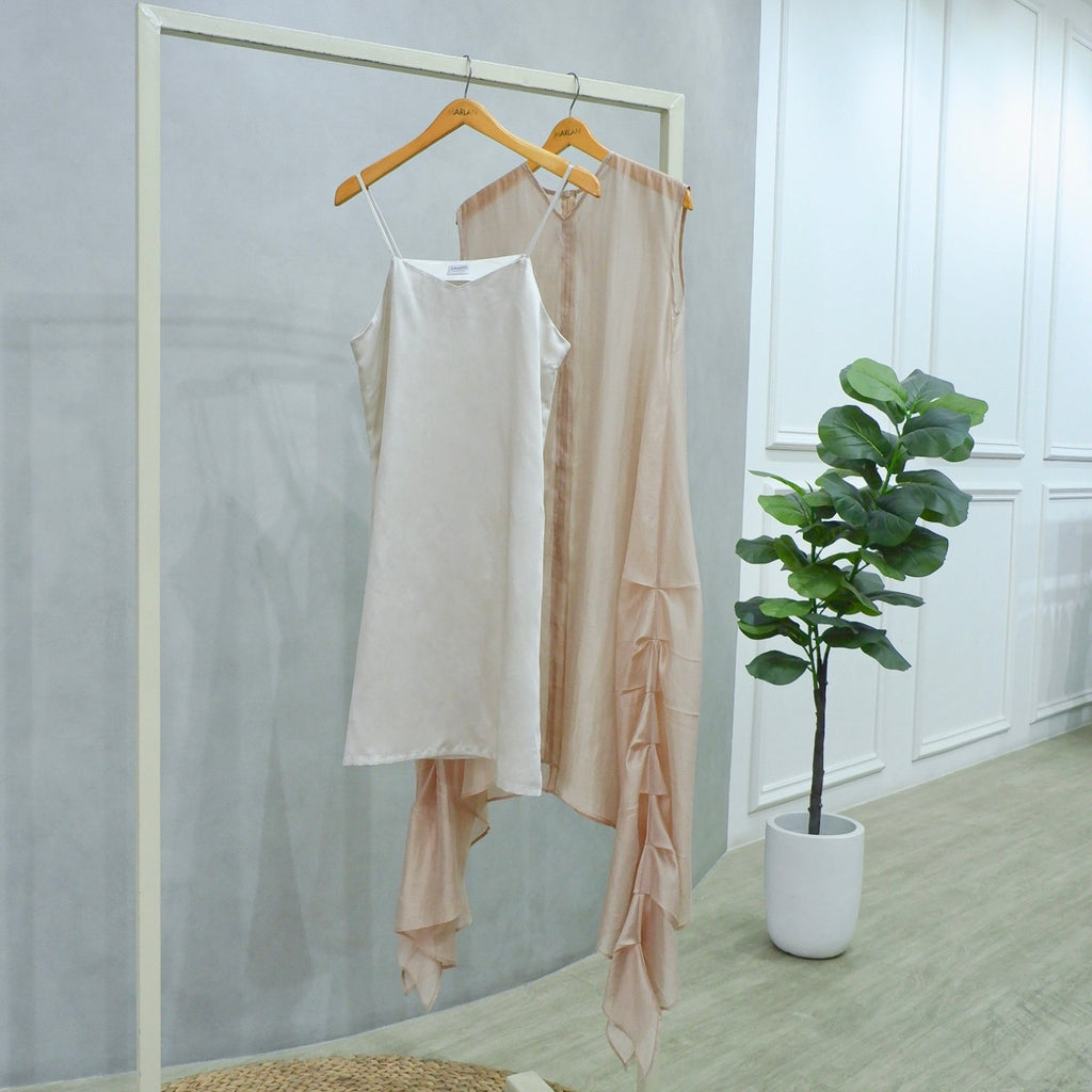 Hana Woman Tunic Dress – Layered Asymmetrical Nude Dress