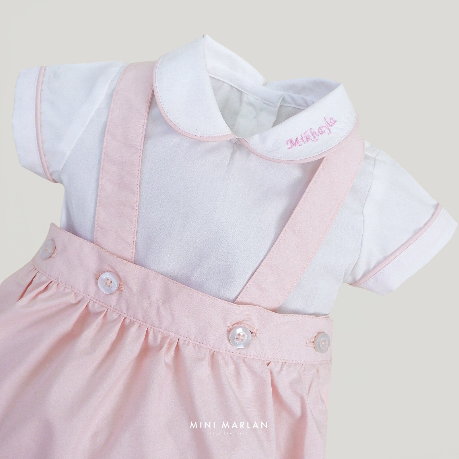 Elio Pink Set – Classic Cotton Shirt and Overall Short