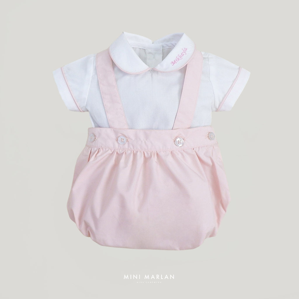 Elio Pink Set – Classic Cotton Shirt and Overall Short