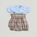 Edgar Girl Set – Ruffle Blouse and Tartan Bloomers Overall