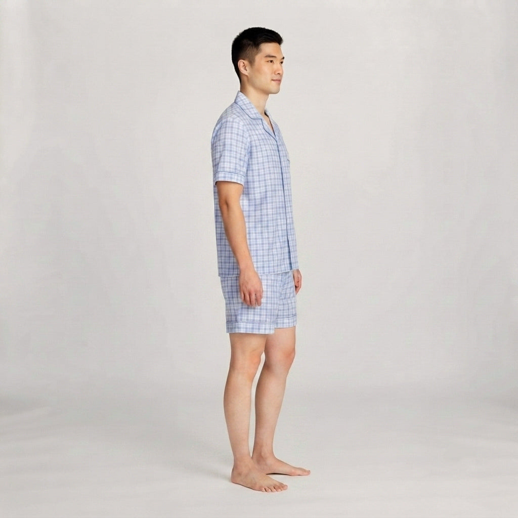 Lightweight Cotton Gingham Men's Pajamas (Matching Set)