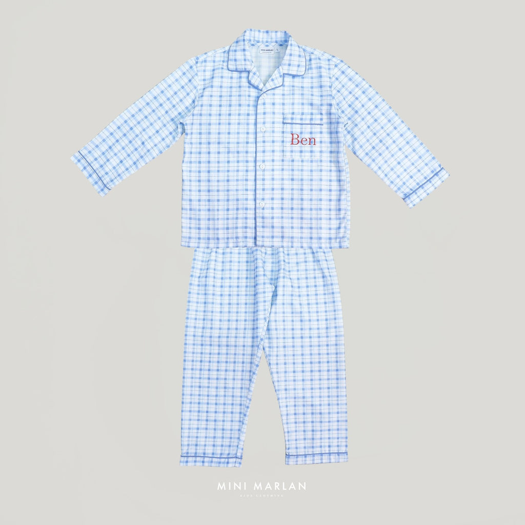 Lightweight Cotton Gingham Pajamas Set for Boys (6M - 12Y)