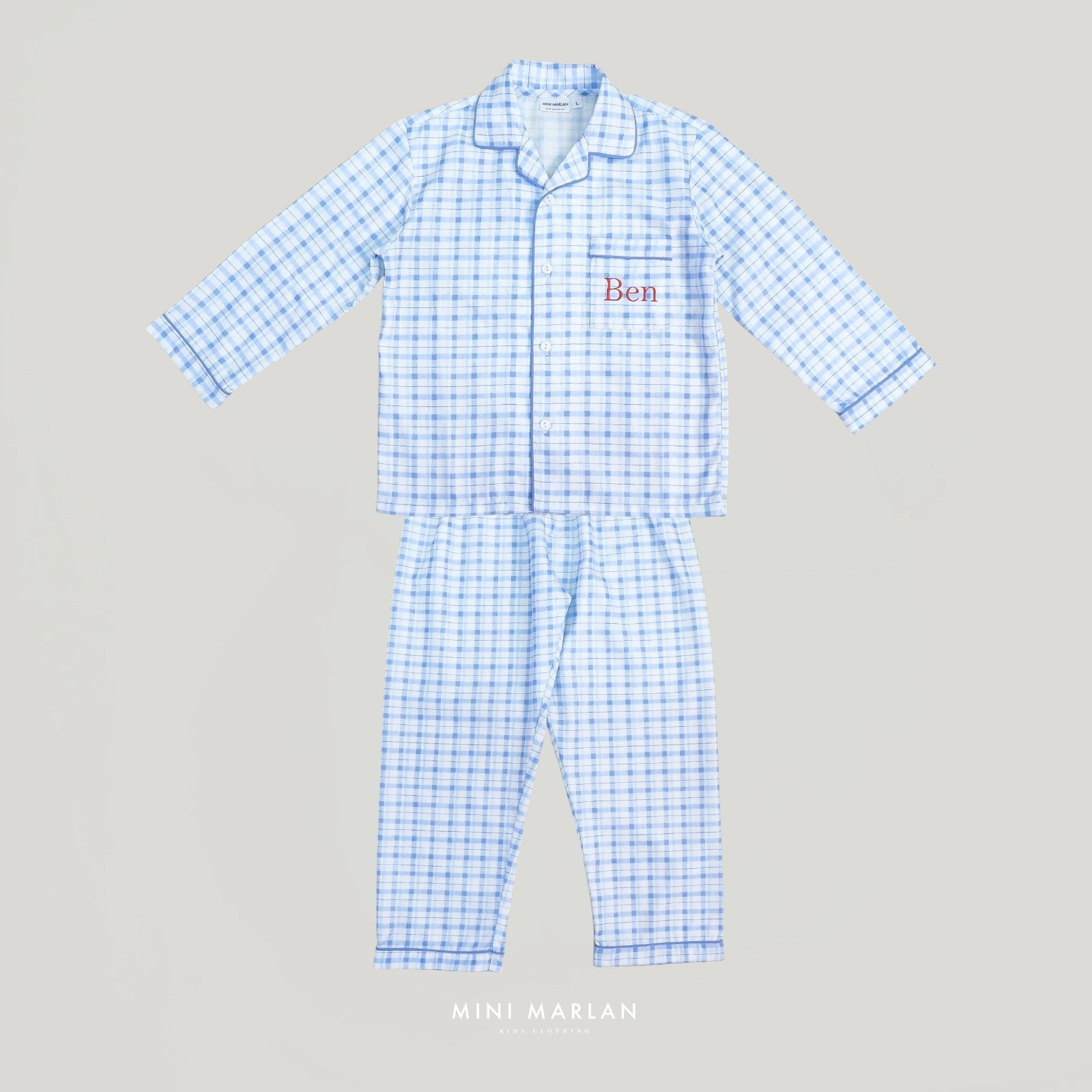 Lightweight Cotton Gingham Pajamas Set for Boys (6M - 12Y)