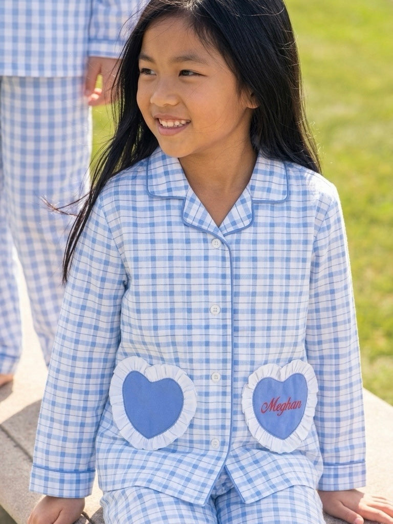 Lightweight Cotton Gingham Pajamas Set for Girls (6M - 12Y)