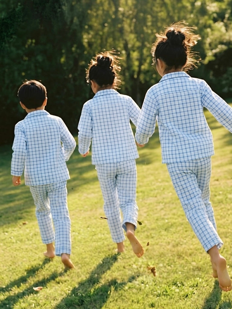 Lightweight Cotton Gingham Pajamas Set for Girls (6M - 12Y)
