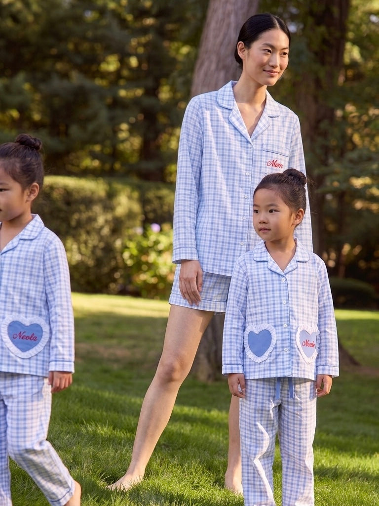Lightweight Cotton Gingham Pajamas Set for Girls (6M - 12Y)