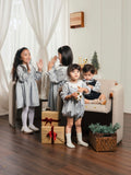 Asher Plaid Grey Baby Girl Romper – Cotton Embroidered Holiday Romper