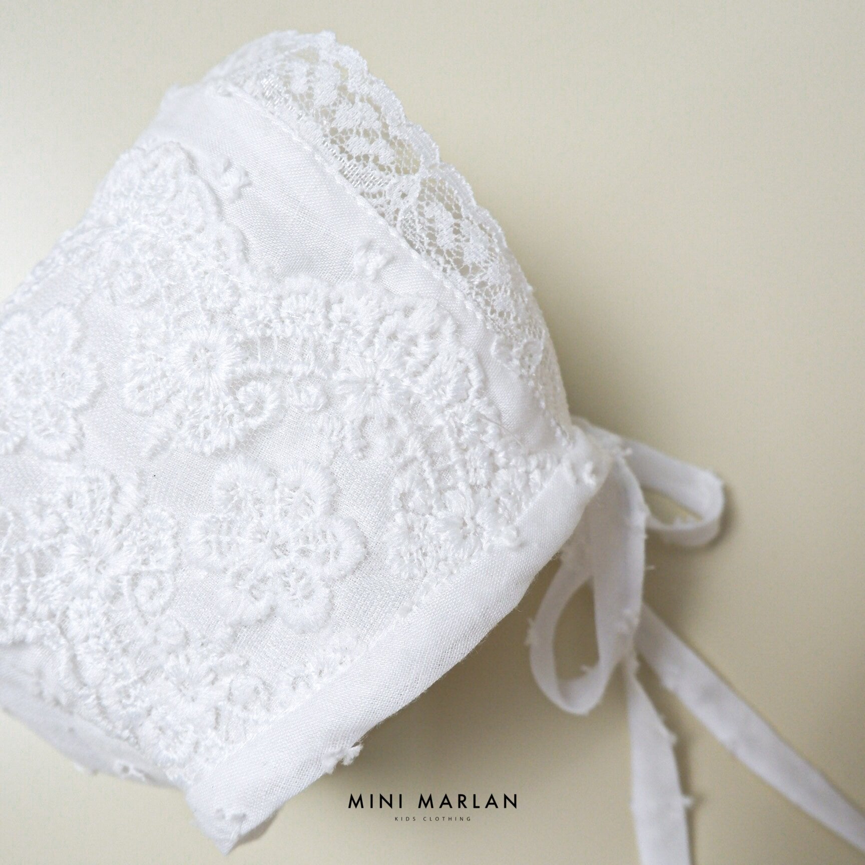 Beau Lace Bonnet – Embroidered Cotton Lined Bonnet