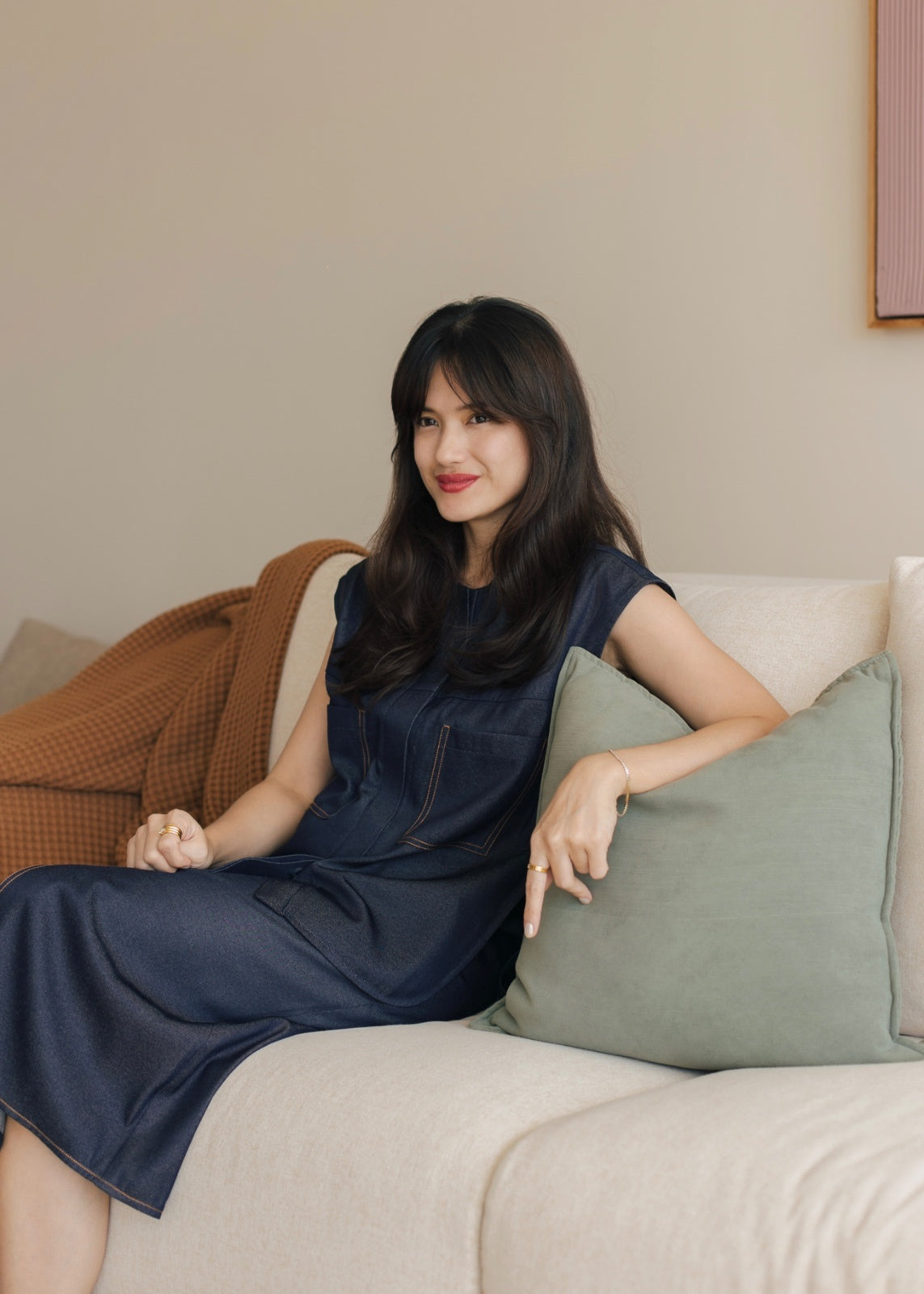 Cecilia Denim Skirt - Blue Chambray Midi Skirt