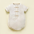 Luna Qipao Boy Romper – Nude Linen Cotton Baby Romper