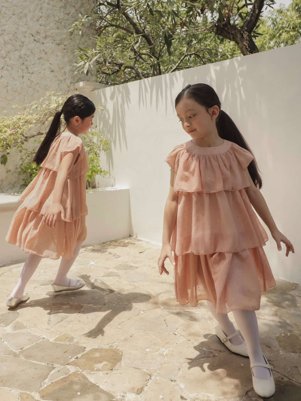 Quinn Girl Dress – Dusty Pink Sheer Glitter Dress for Girls & Babies