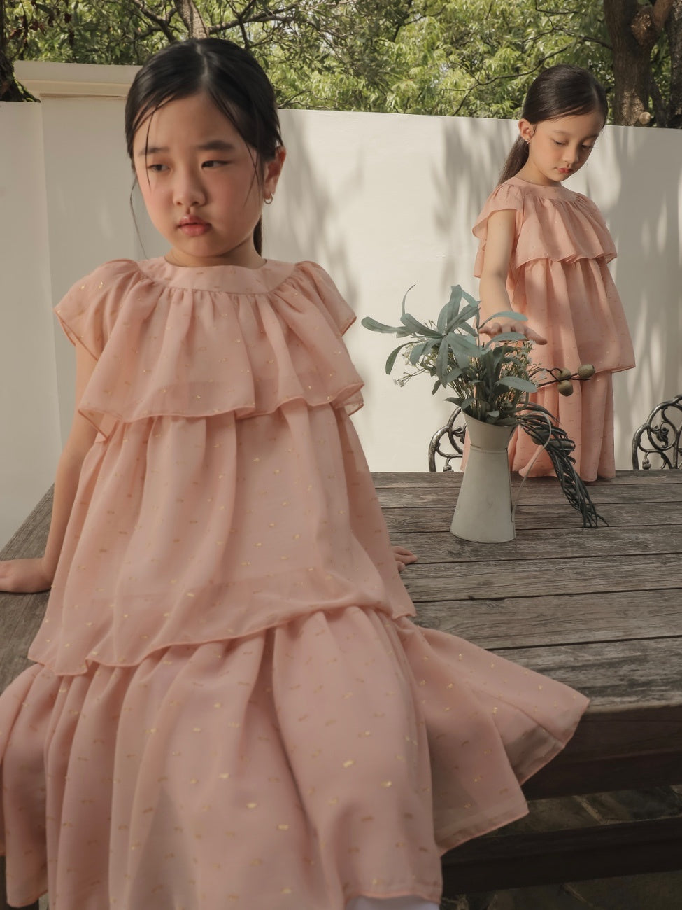 Quinn Girl Dress – Dusty Pink Sheer Glitter Dress for Girls & Babies