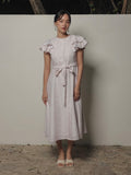 Verena Midi Woman Pattern Dress – Off White Bird Motif