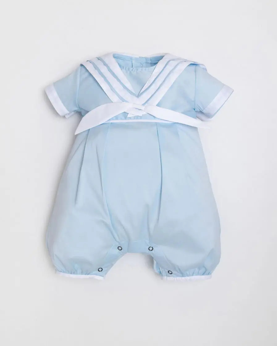 Liam Blue Sailor Romper – Nautical Comfort for Little Ones