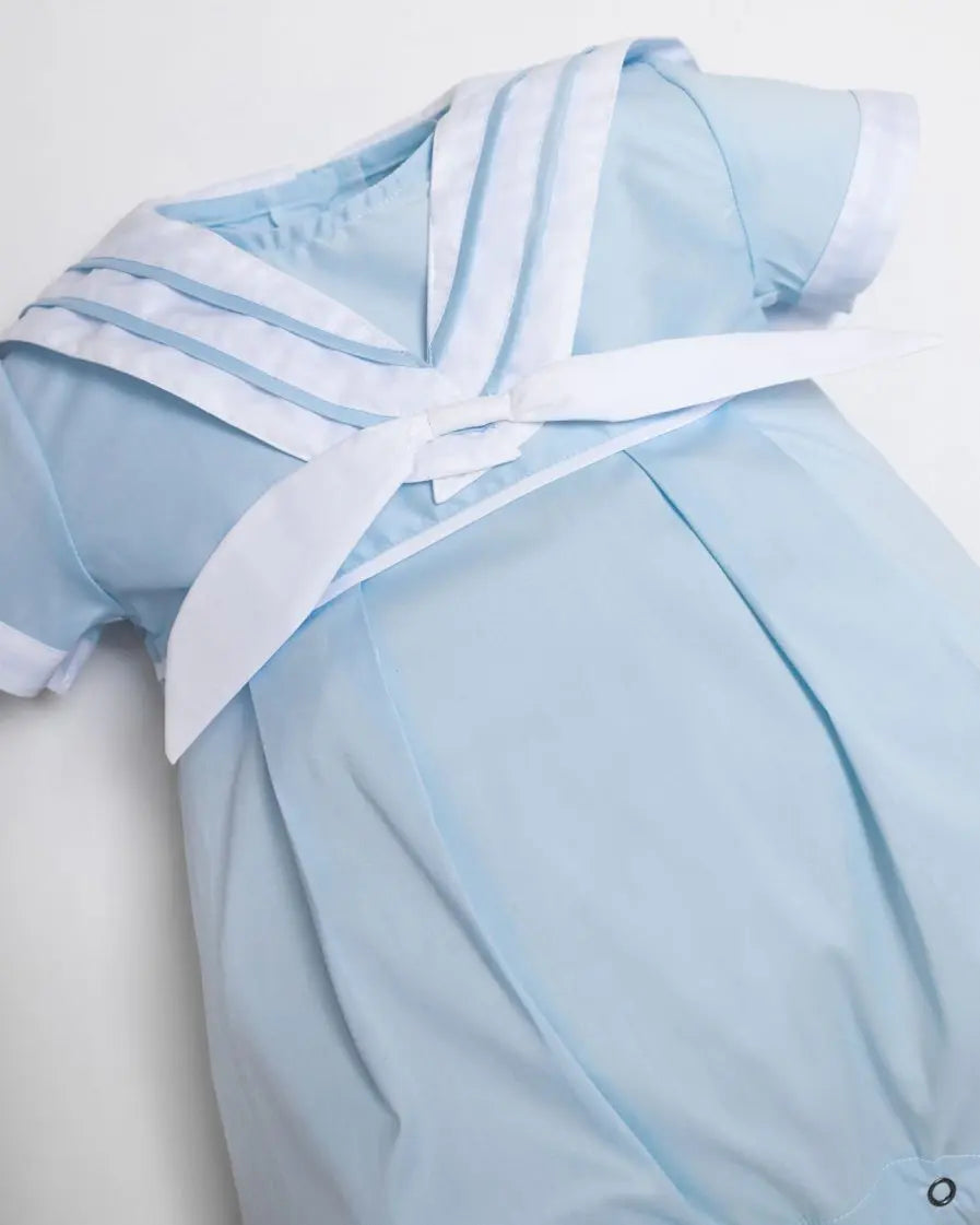 Liam Blue Sailor Romper – Nautical Comfort for Little Ones