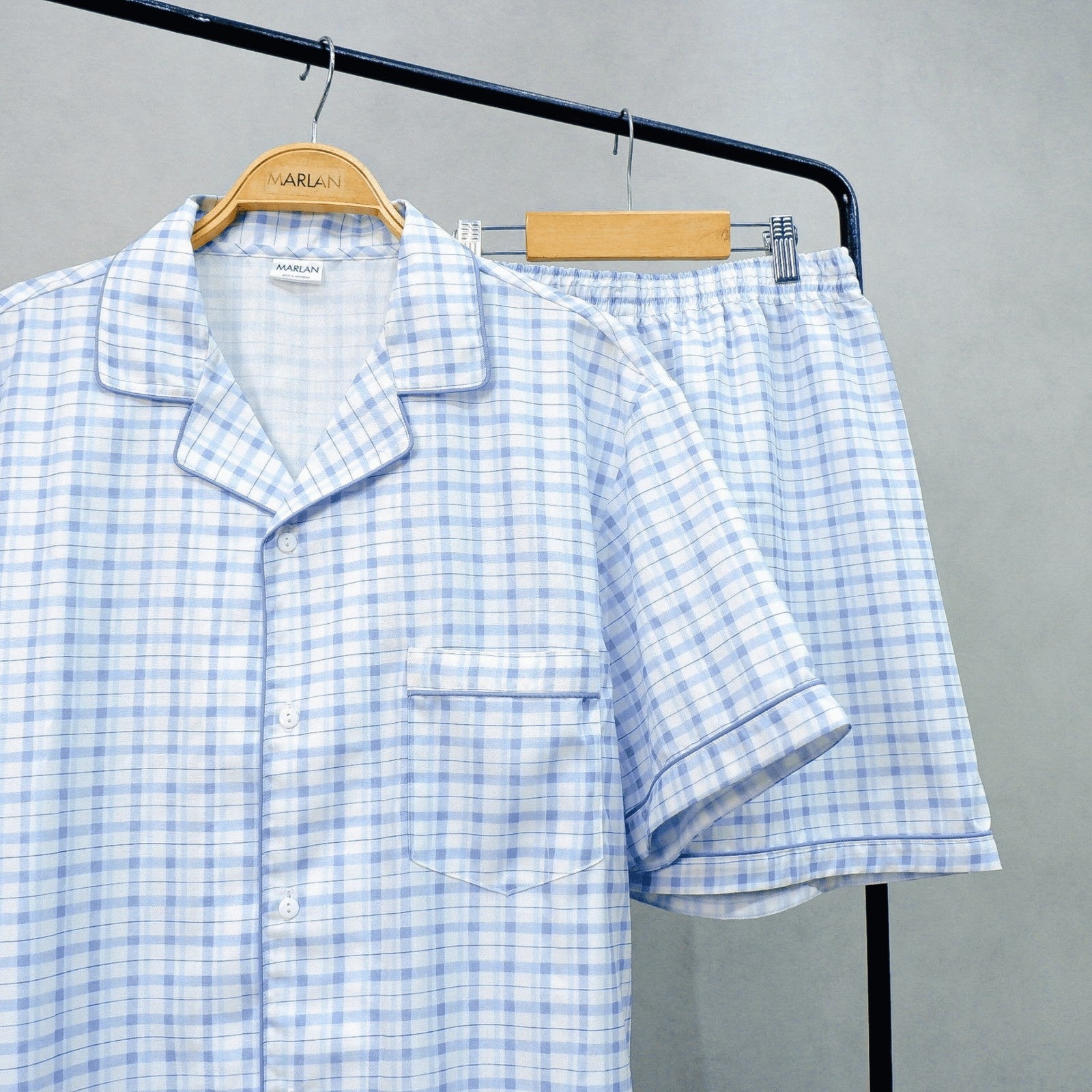 Lightweight Cotton Gingham Men's Pajamas (Matching Set)