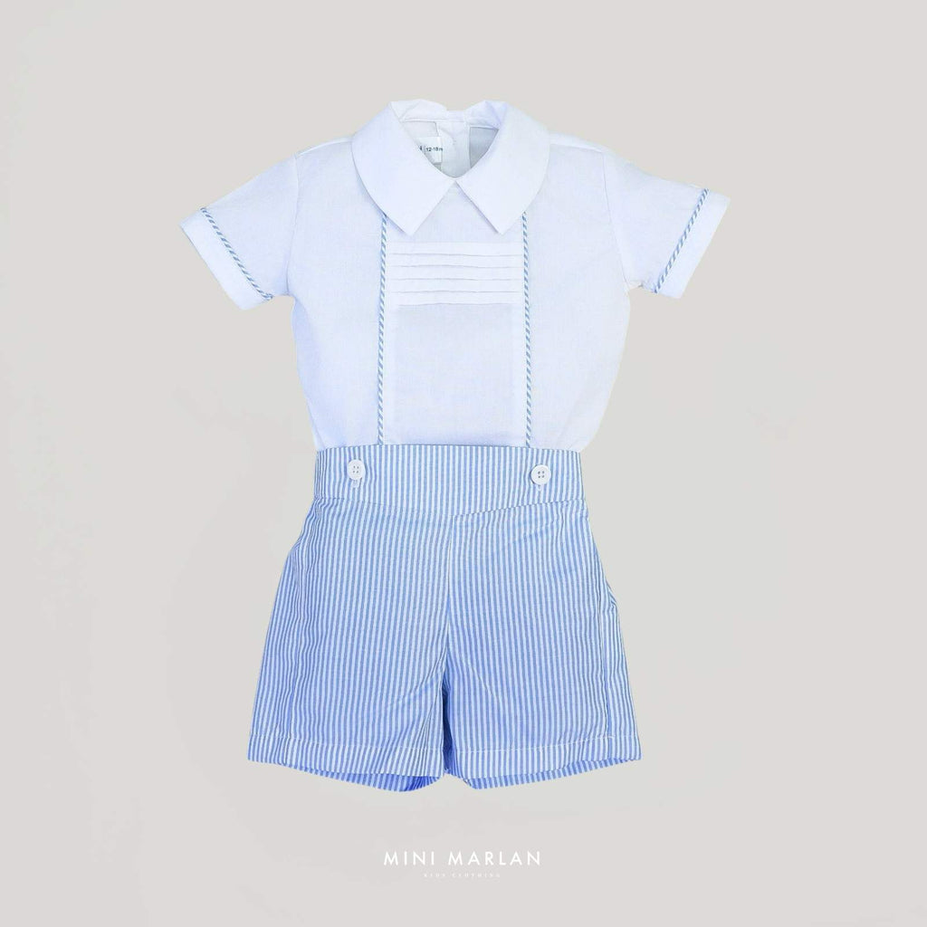 Britton Boy Stripes Pattern Set – Nautical Shirt and Oxford Shorts