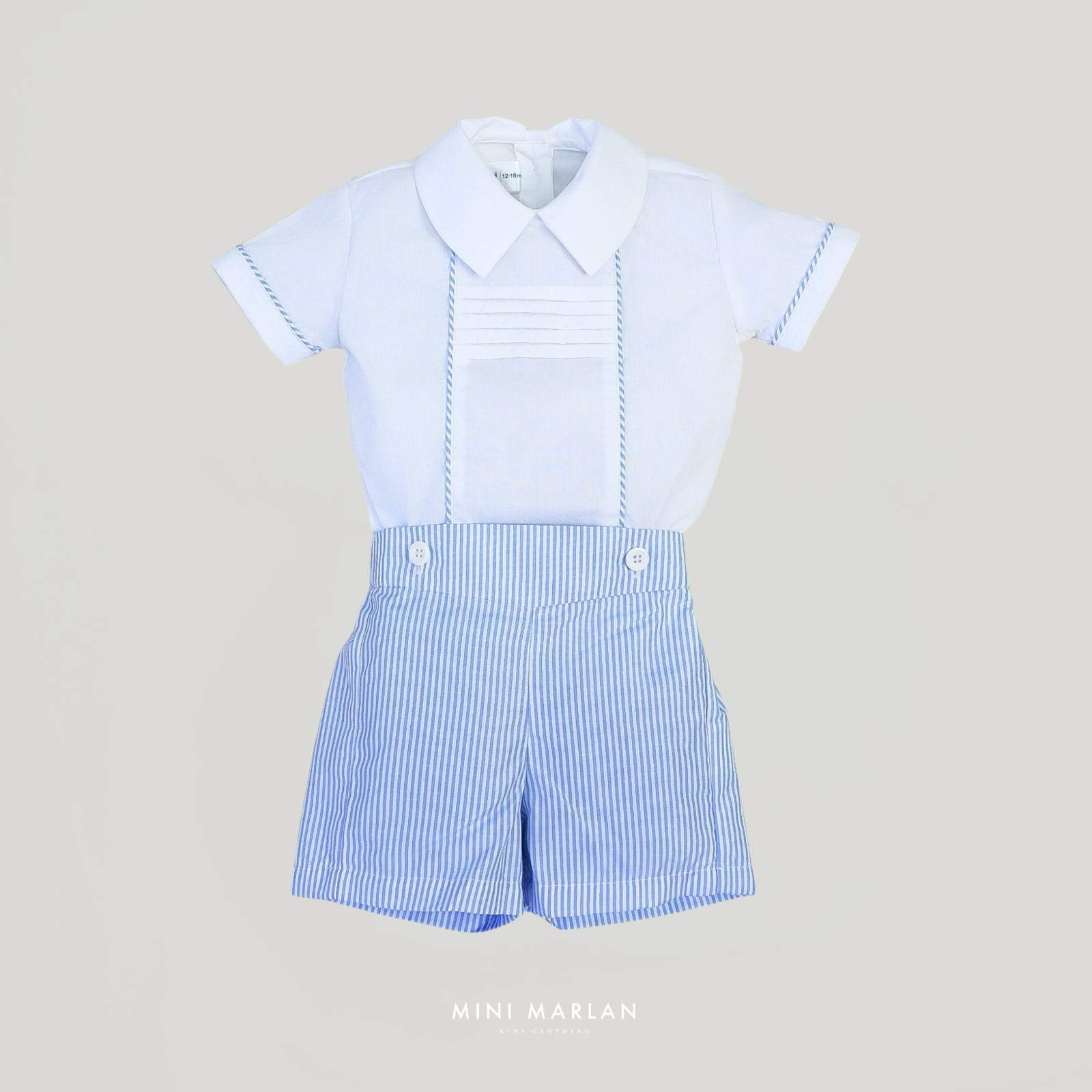 Britton Boy Stripes Pattern Set – Nautical Shirt and Oxford Shorts