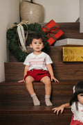 Carol Boy Set – Festive Red and White Two-Piece Cotton Set