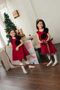 Carol Glitter Bow Dress – Festive Red Sleeveless Dress with Sequin Detail