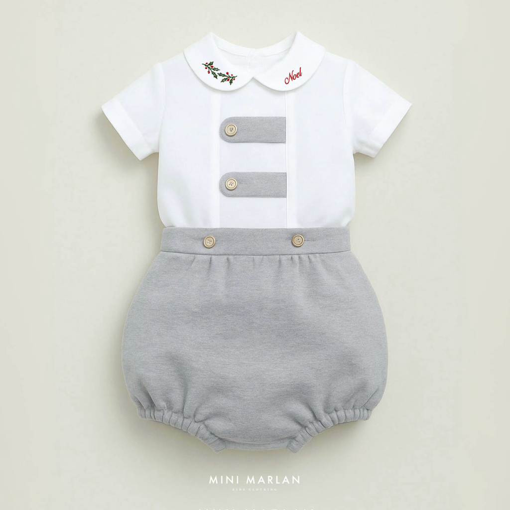 Claus Baby Set – Two-Piece Cotton Rayon Shirt & Knit Shorts Set