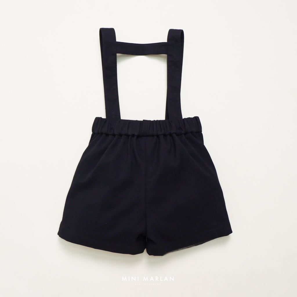 Ivy Overall Boy Shorts – Black Semi-Wool Festive Overall