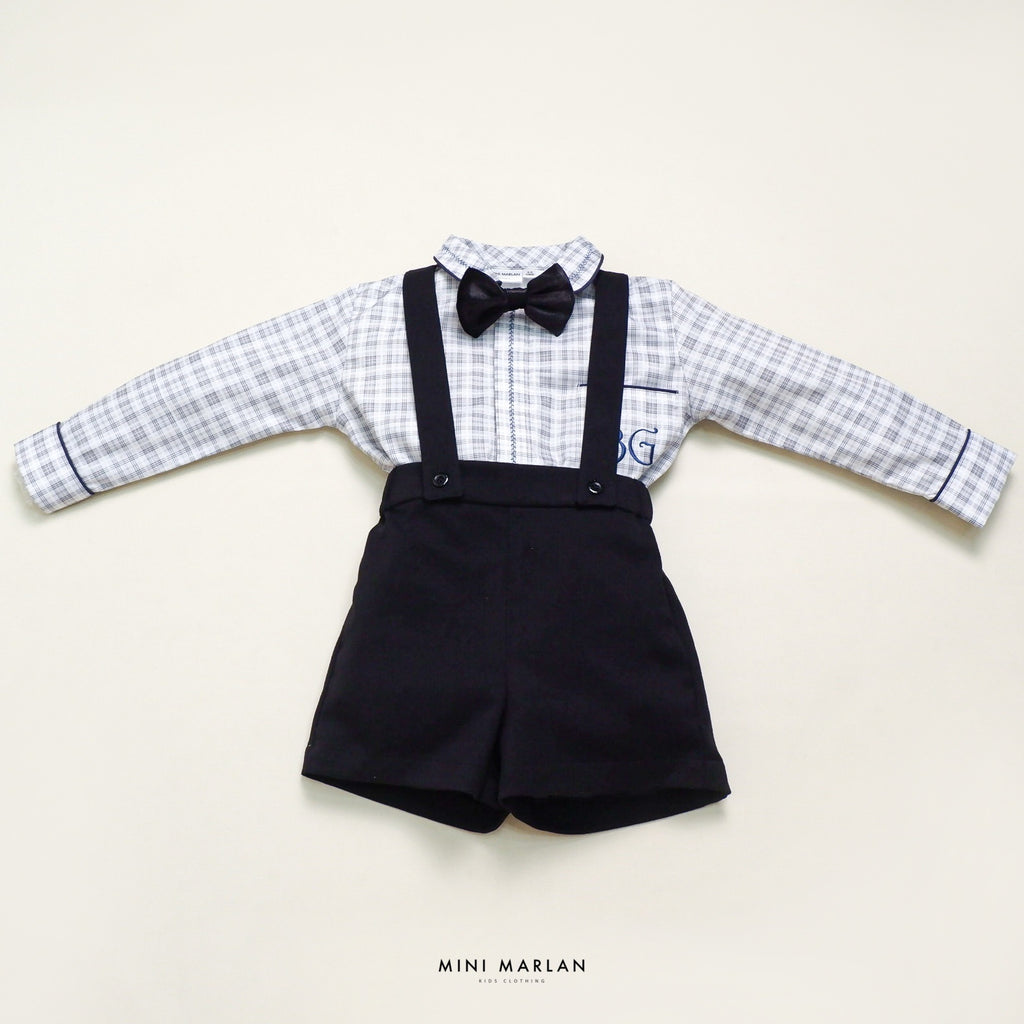 Ivy Overall Boy Shorts – Black Semi-Wool Festive Overall