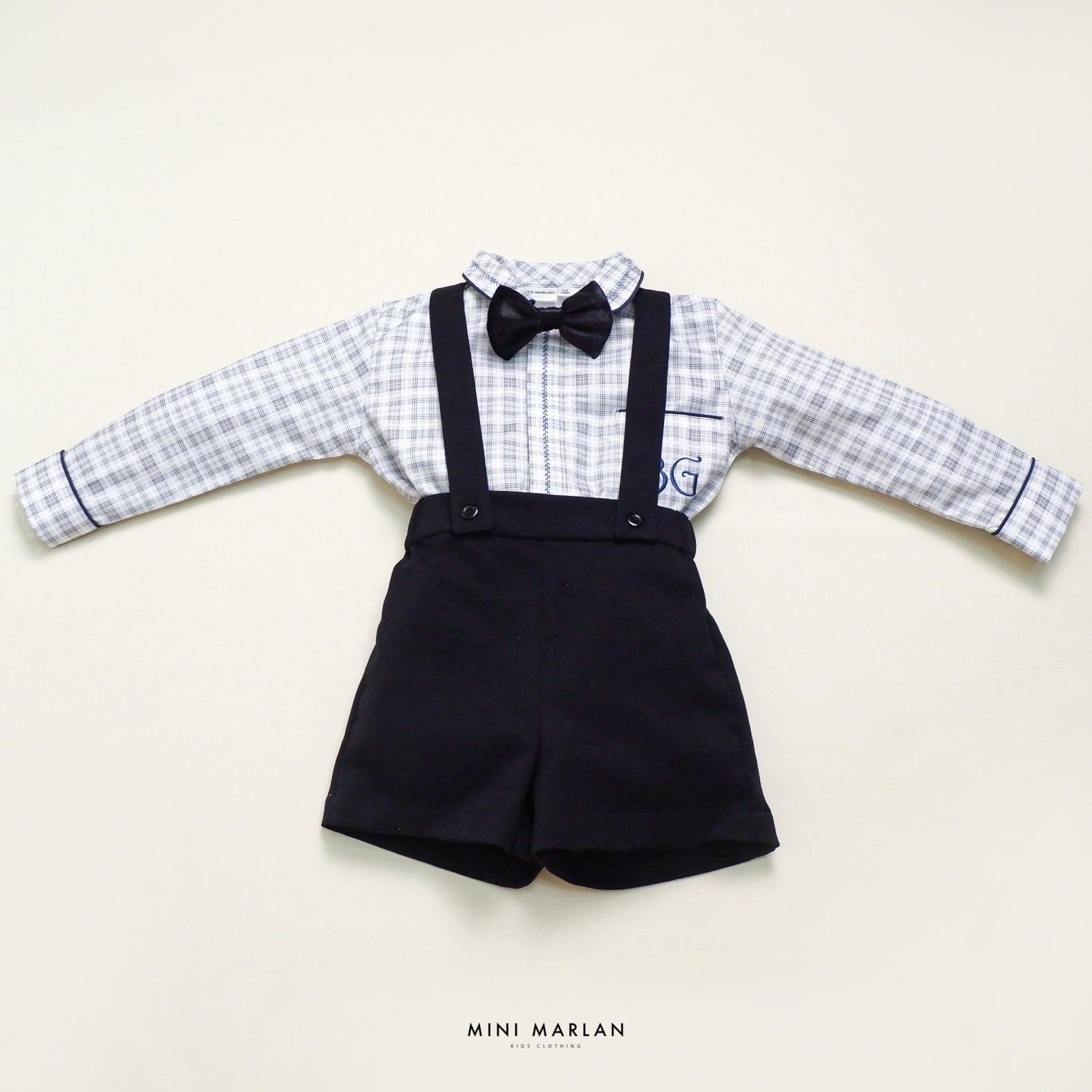 Ivy Overall Boy Shorts – Black Semi-Wool Festive Overall